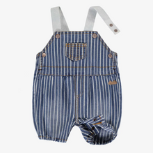 Load image into Gallery viewer, Souris Mini Blue/White Railroad Denim Overalls
