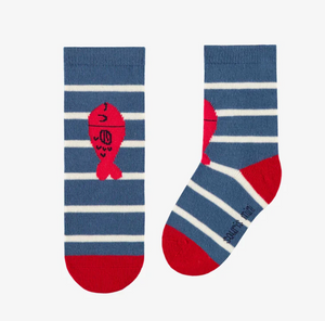 Souris Mini Blue Stripe Socks with Fish