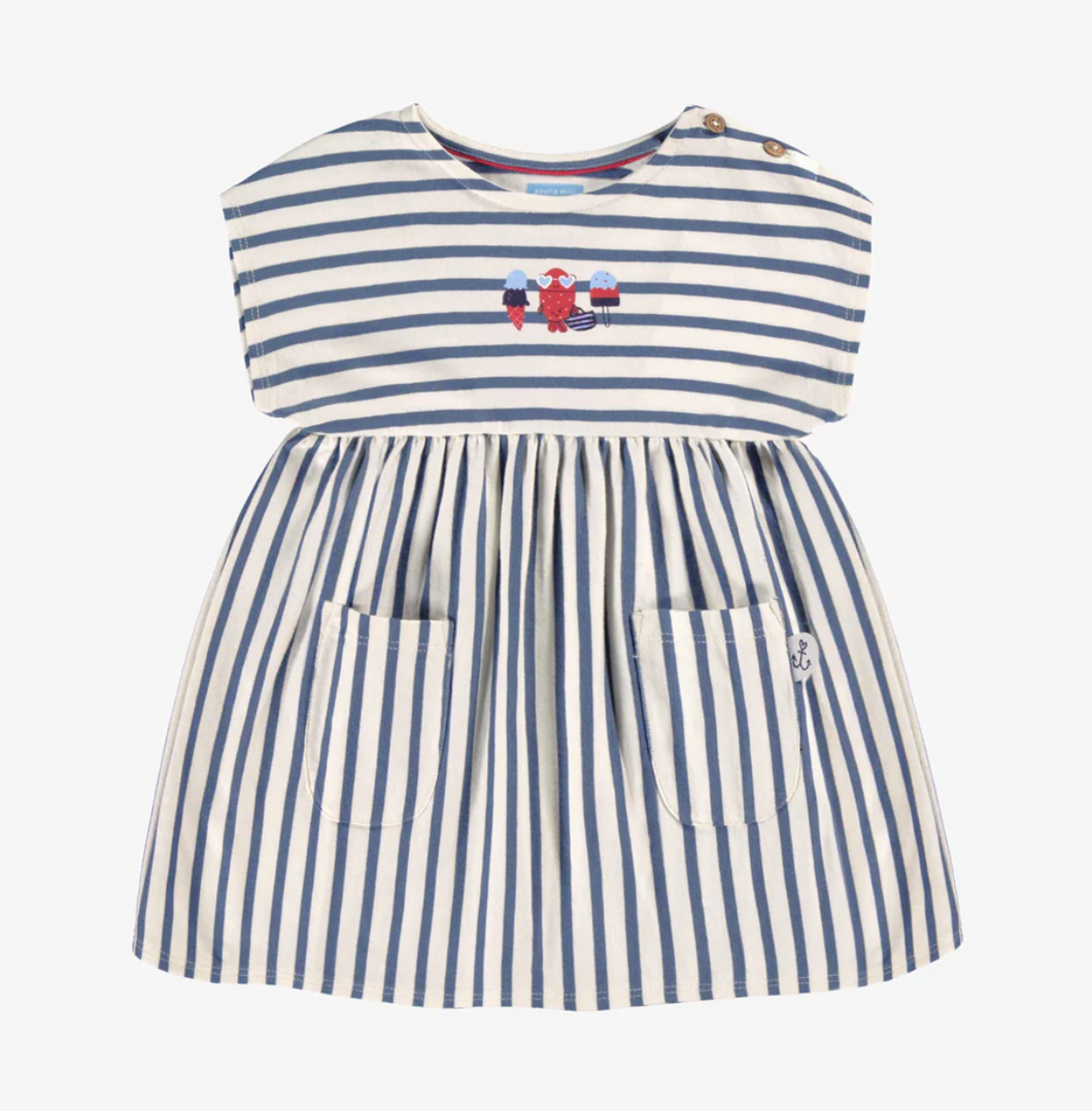 Souris Mini Blue Stripe Jersey Dress