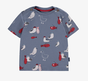 Souris Mini Red Overall and Seagull Print Tee