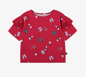 Souris Mini Red Ruffle Jersey Tee