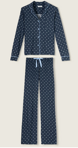 PJ Salvage Polka Dot Party Pyjamas Navy