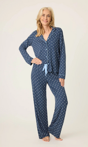 PJ Salvage Polka Dot Party Pyjamas Navy