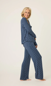 PJ Salvage Polka Dot Party Pyjamas Navy