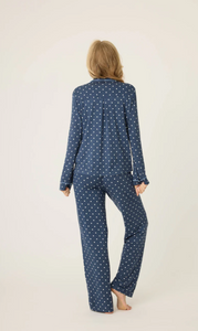 PJ Salvage Polka Dot Party Pyjamas Navy