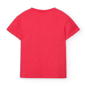 Boboli Tee Red Flower Applique