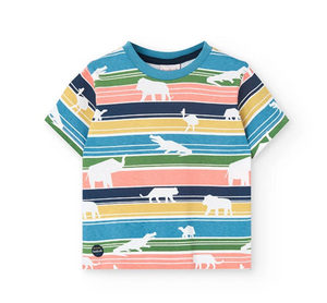 Boboli Tee Animal Stripe