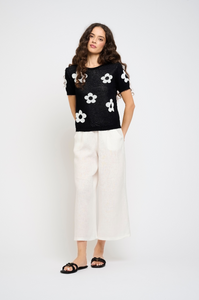 Pistache Crop Linen Pant White