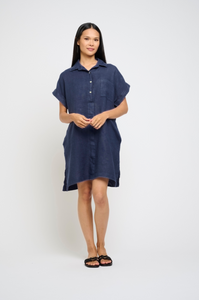 Pistache Linen Shirt Dress