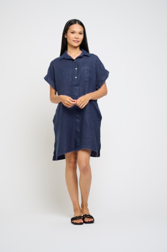 Pistache Linen Shirt Dress