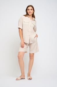 Pistache Double Pocket Linen Shirt Natural