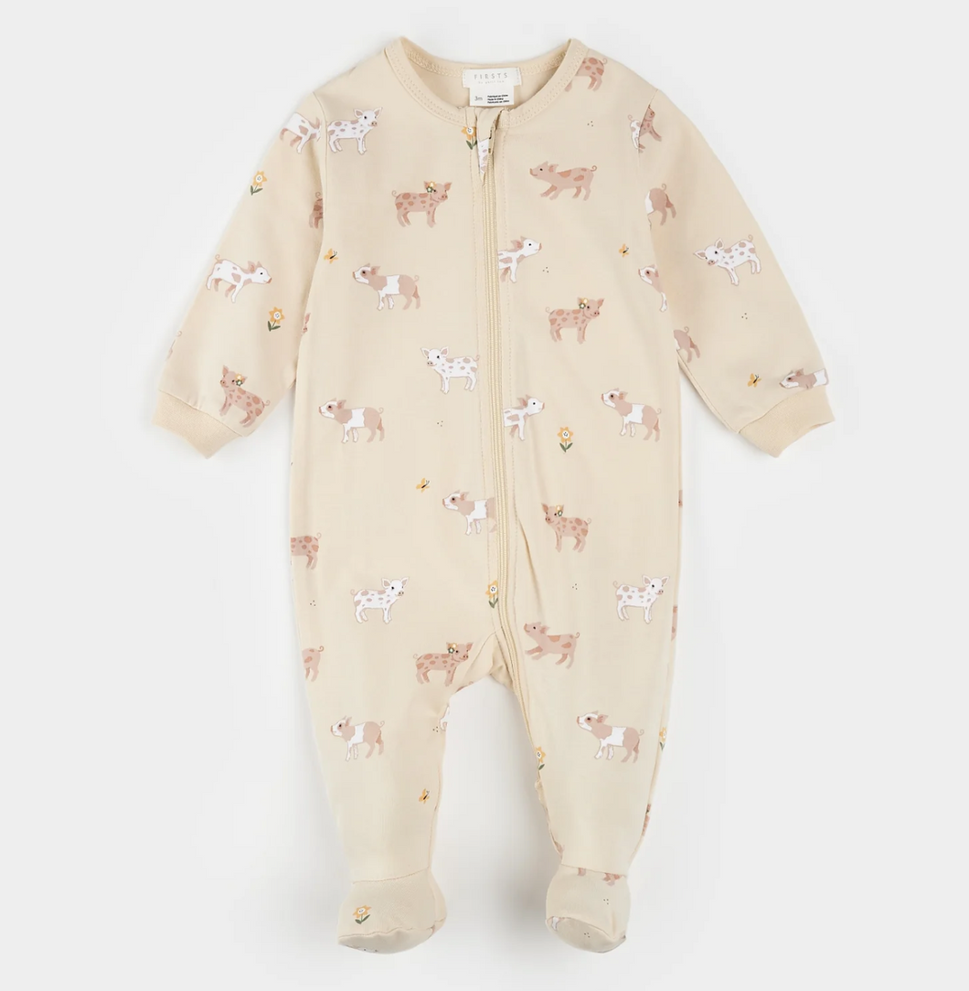 Petit Lem Piglet Print Sleeper