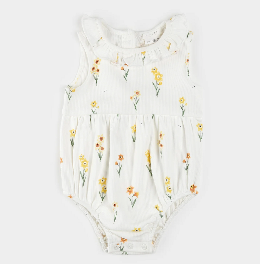 Petit Lem Daffodil Print Shortie Playsuit