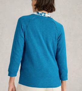 White Stuff UK Naria Linen Blend Cardi Bright Blue