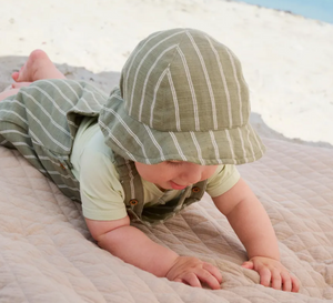 Minymo Baby Onesie and Stripe Overall Sage