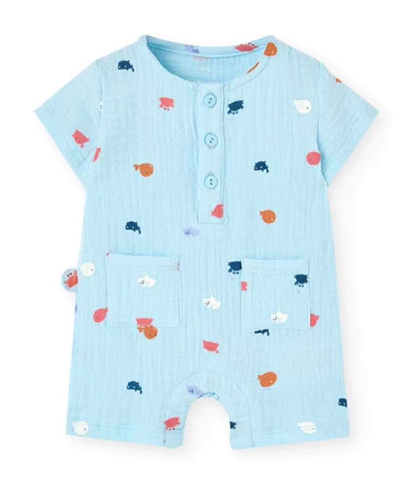 Boboli Baby Shortie Playsuit Ocean Print