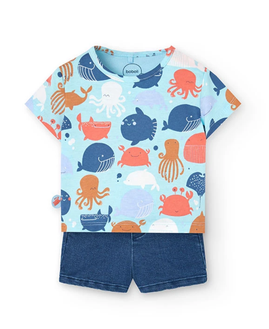 Boboli Ocean Print Baby Tee and Short