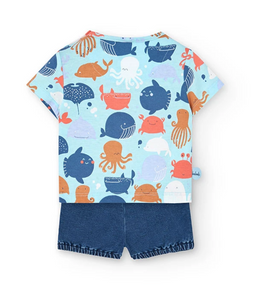 Boboli Ocean Print Baby Tee and Short