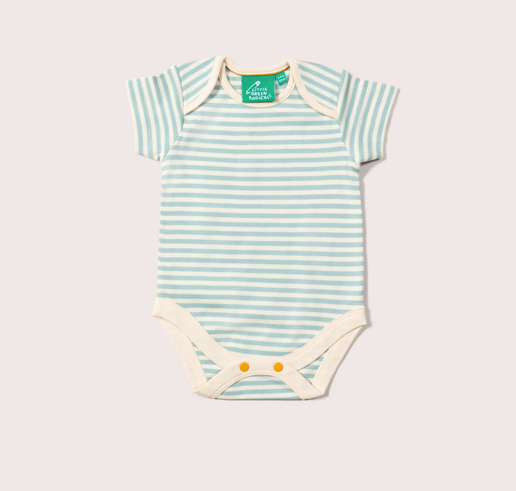 Little Green Radicals Aqua Stripe Onesie
