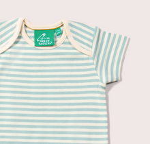 Load image into Gallery viewer, Little Green Radicals Aqua Stripe Onesie
