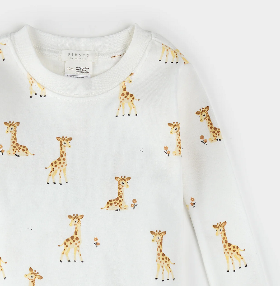 Petit Lem Giraffe Print Baby Pyjamas
