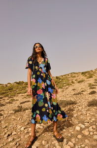 White Stuff UK Lucie Midi Dress Navy Multi