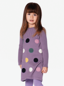 Deux Par Deux Dot Print Sweater Knit Dress