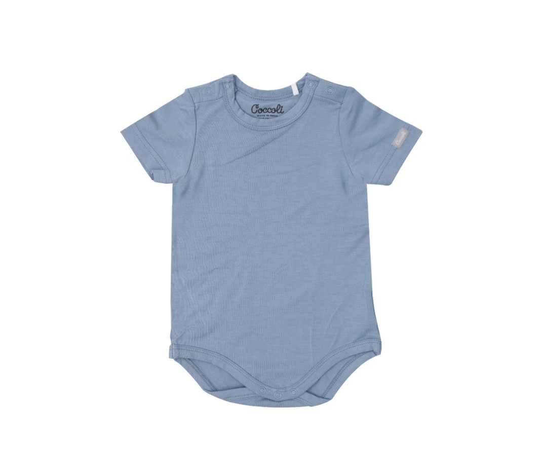 Coccoli Short Sleeve Onesie Steel Blue