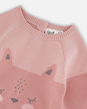 Load image into Gallery viewer, Deux Par Deux Cat Print Sweater Knit Playsuit
