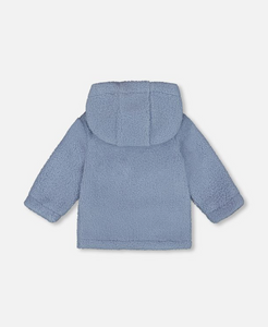 Deux Par Deux Plush Hooded Jacket Sky