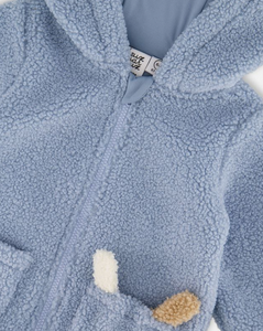 Deux Par Deux Plush Hooded Jacket Sky