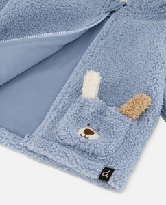 Deux Par Deux Plush Hooded Jacket Sky