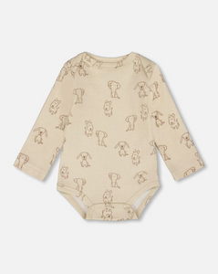 Deux Par Deux Pup Print Onesie and Grow Pant