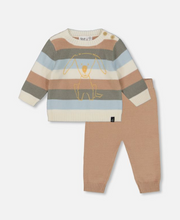 Load image into Gallery viewer, Deux Par Deux Dog Print Stripe Sweater Knit Set
