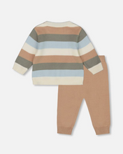 Load image into Gallery viewer, Deux Par Deux Dog Print Stripe Sweater Knit Set
