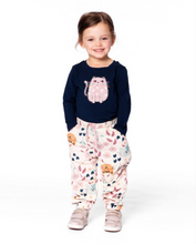 Load image into Gallery viewer, Deux Par Deux Pink Cat Cotton Tee Navy

