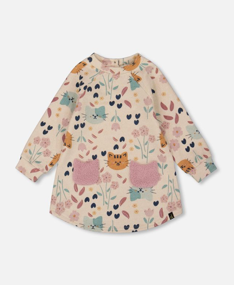 Deux Par Deux Cat Print Dress