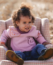 Load image into Gallery viewer, Deux Par Deux Cat Print Jacquard Sweater Dusty Pink
