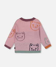 Load image into Gallery viewer, Deux Par Deux Cat Print Jacquard Sweater Dusty Pink
