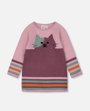 Load image into Gallery viewer, Deux Par Deux Cat Sweater Dress Pink Mauve
