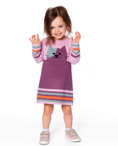 Deux Par Deux Cat Sweater Dress Pink Mauve