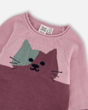 Load image into Gallery viewer, Deux Par Deux Cat Sweater Dress Pink Mauve

