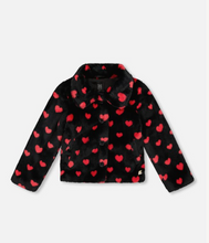 Load image into Gallery viewer, Deux Par Deux Hearts Print Faux Fur Coat
