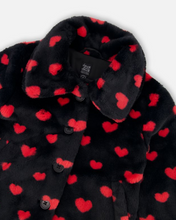 Load image into Gallery viewer, Deux Par Deux Hearts Print Faux Fur Coat
