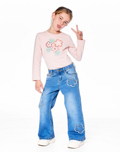 Deux Par Deux Big Flower Tee Light Pink