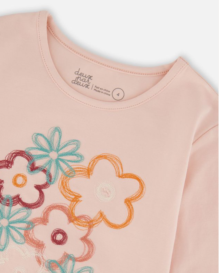 Deux Par Deux Big Flower Tee Light Pink