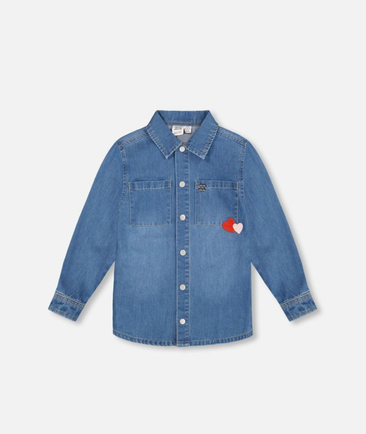 Deux Par Deux Apple Hearts Denim Shirt