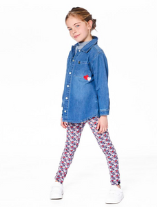 Deux Par Deux Apple Hearts Denim Shirt