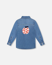 Load image into Gallery viewer, Deux Par Deux Apple Hearts Denim Shirt
