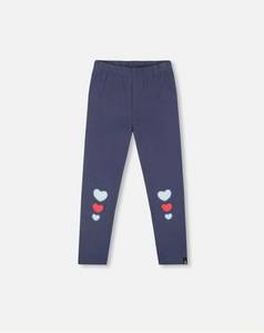 Deux Par Deux Heart Leggings Navy